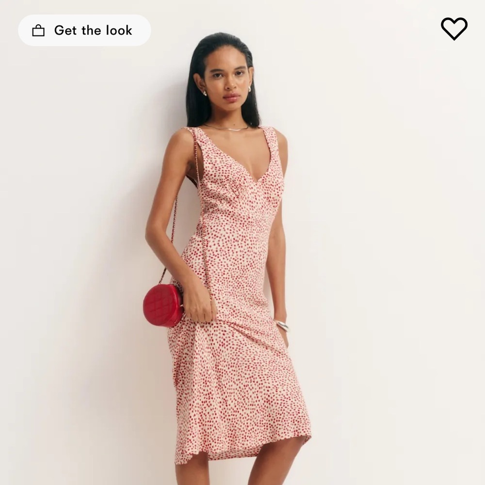 Reformation Red and White Midi Dress